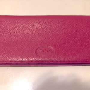 LONGCHAMP LEATHER FOULONNE BI-FOLD Red Wallet